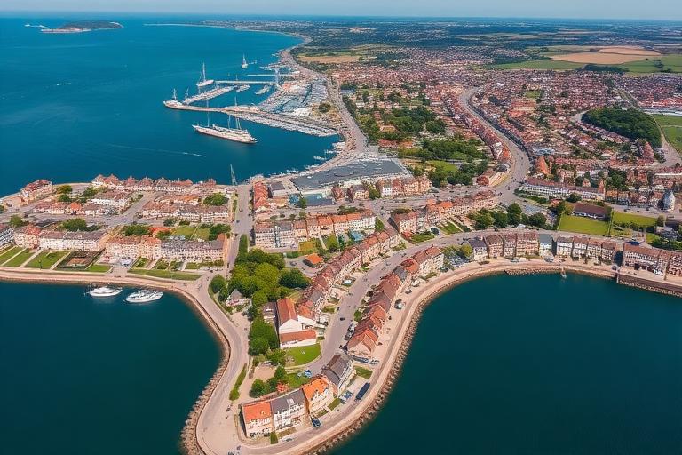 Aerial view of Broadstone and surrounding Dorset area where we provide professional drainage services